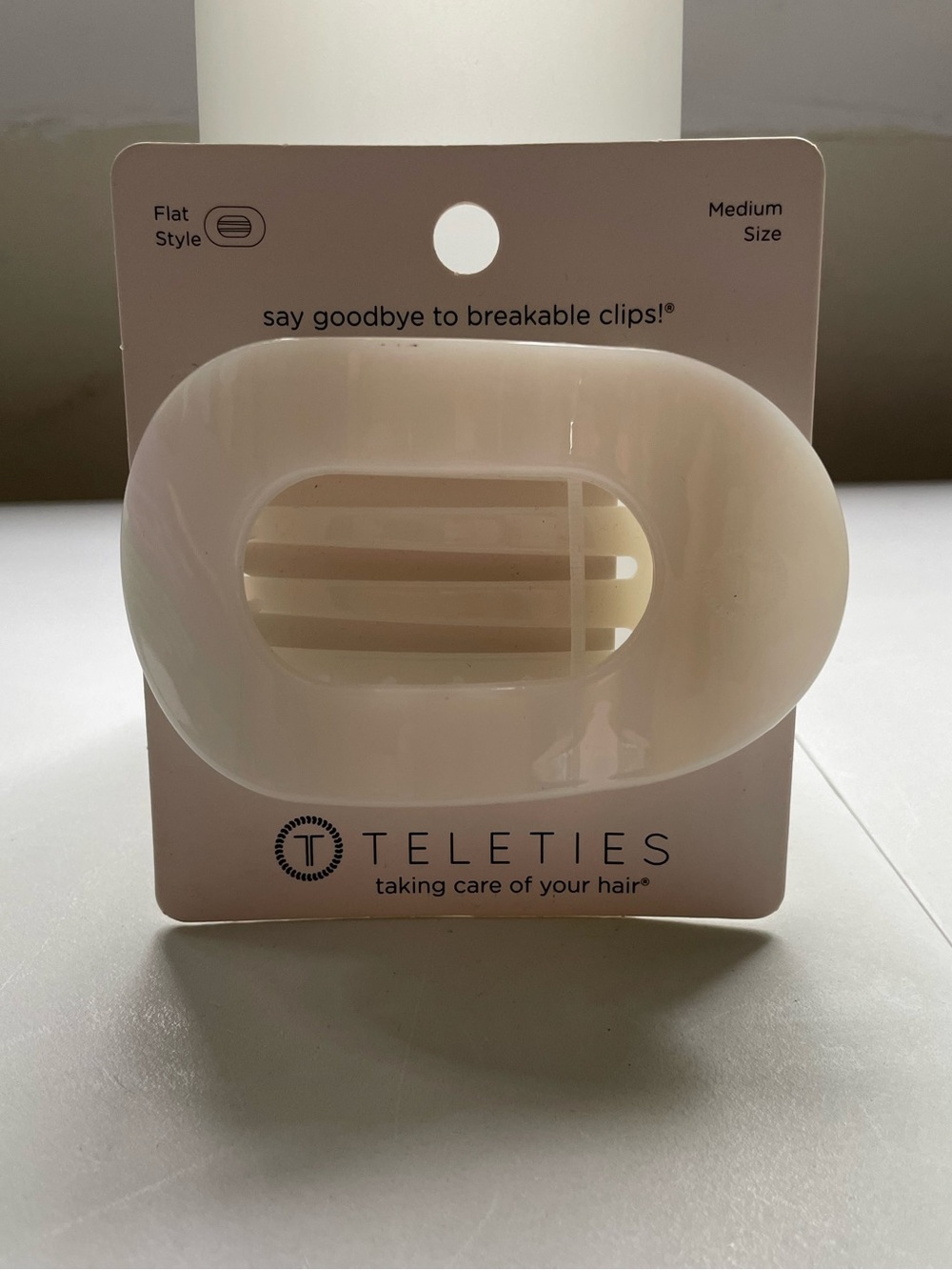 NEW TELETIES Flat Hair Clip Medium Coconut White Strong Hold